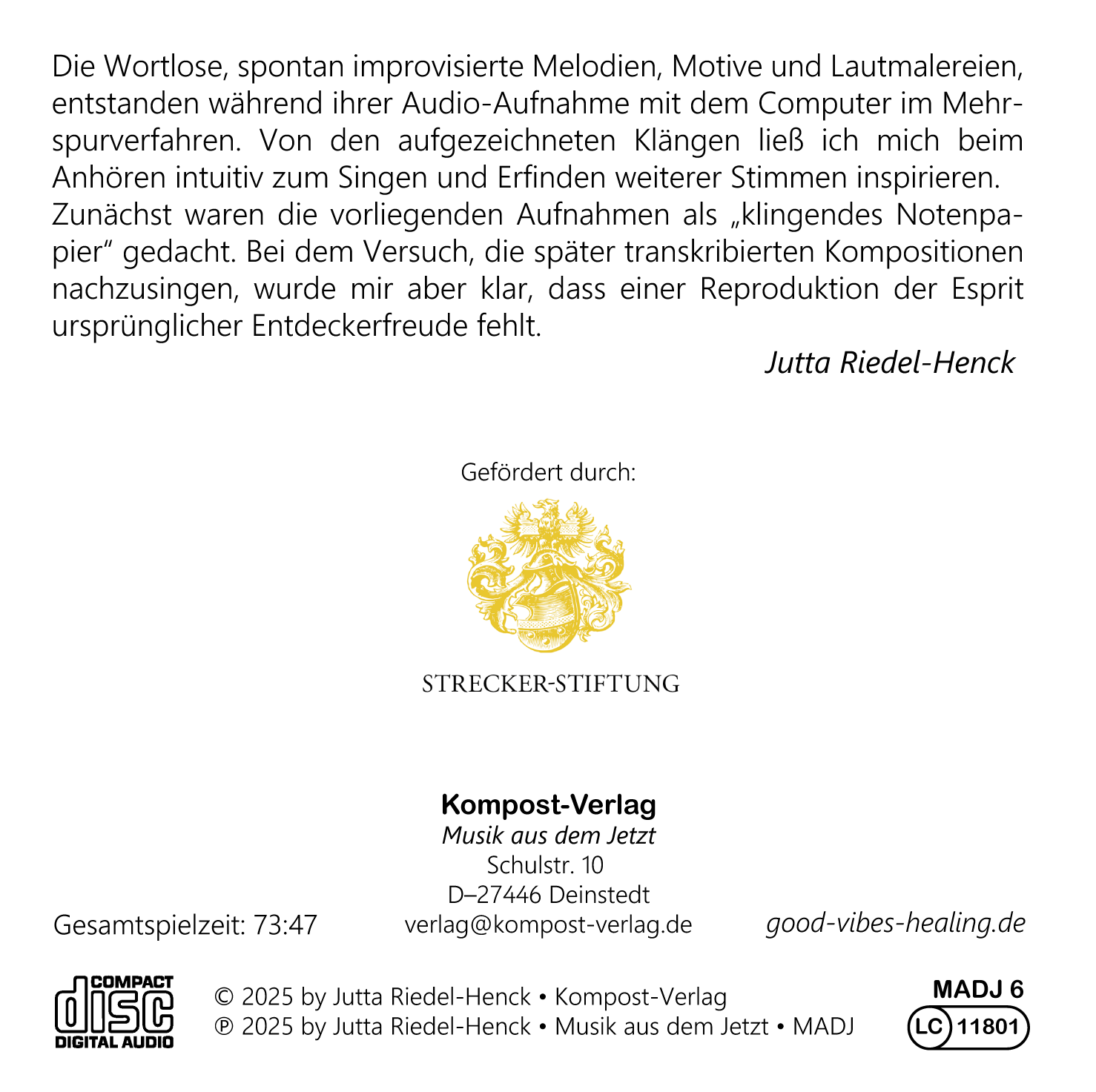 CD Wortlose Cover hinten